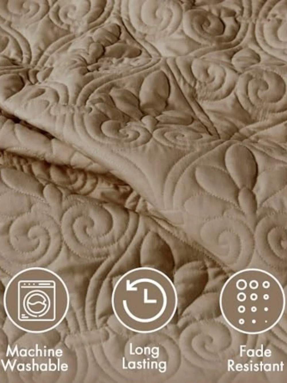Quebec Split Corner Quilted Bedspread Classic King Khaki Fitted Bedspread